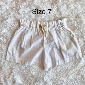 NWT Zara Girls White Paperbag Elastic Shorts Sz 7